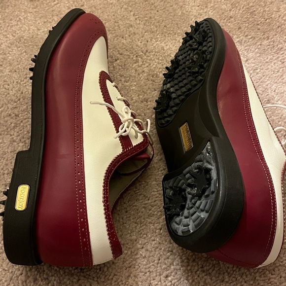 FootJoy DryJoys ECL Leather Golf Shoes Mens 9 Medium Red White Spiked - Picture 5 of 11